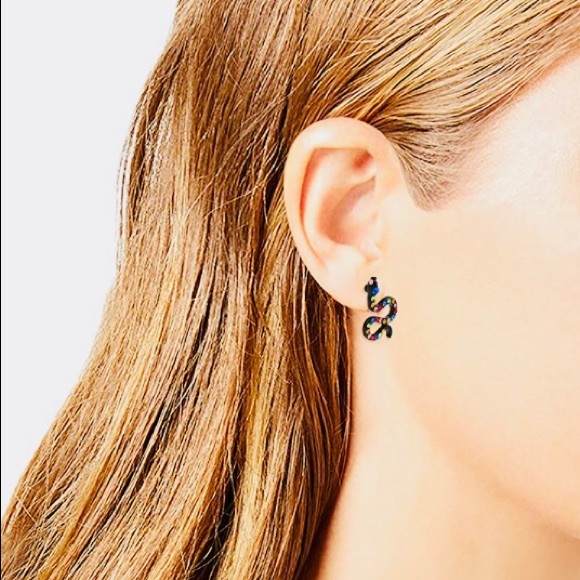 Betsey Johnson Jewelry - 💥NIB💥Betsy Johnson- Snake Stud Black Plated-Hematite & Crystal Earrings💥